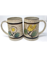 Sandstone Daisy Tulip Beer Mugs Ceramic Handmade Painted Light Vintage S... - £14.90 GBP