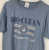 Vintage Bio Clean University T Shirt Double Side Promo Tee Blue S/S Men’s Large - £31.49 GBP