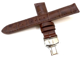 19mm 20mm 21mm 22mm 23mm 24mm Brown Watch Band Strap Deployment Silver Buckle - £15.73 GBP