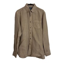 The New Ivy Brand Mens Size Medium Button Up Linen Shirt Long Sleeve Beige - £19.35 GBP