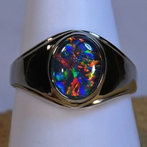 Genuine Australian Opal Solid 14k white gold ring October birthstone Jewellery - £1,820.13 GBP