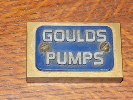 Vintage Goulds Pumps Metal Embossed Paper Weight - $922.67 MXN