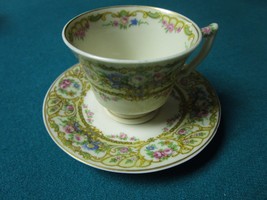 AMERICAN SYRACUSE OLD IVORY  CERAMIC COFFEE FLORAL CUP AND SAUCER [89b] - $44.55