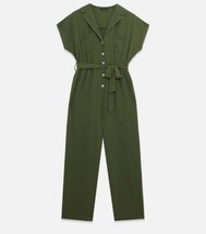 New Look - New with Tag - Khaki Revere Collar Belted Jumpsuit - UK 6 - $15.08