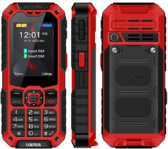 UNIWA S9 RUGGED Waterproof Dual Sim 21 Keys Torch 2.4" Bluetooth 4G Phone Red - $98.80