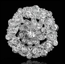 Christmas New Year Stunning Diamonte Silver Plated Brooch Pin Broach Gift RR9 - £10.76 GBP