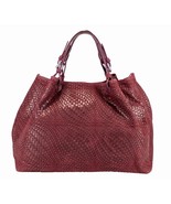 Woven Braided Pattern Burgundy Leather Large Handbag Handmade In Italy - $130.00