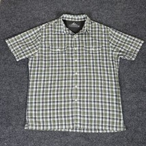 Croft &amp; Barrow Quick Dry Shirt Mens Large Green Solid Short Sleeve Butto... - £10.01 GBP