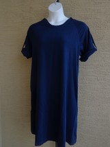  Woman Within  Cotton Jersey S/S  A- Line Tee Shirt Dress S 12W Navy - £10.33 GBP