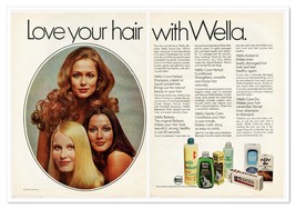Wella Love Your Hair Retro Beauty Pretty Women Vintage 1972 2-Page Magaz... - $12.30