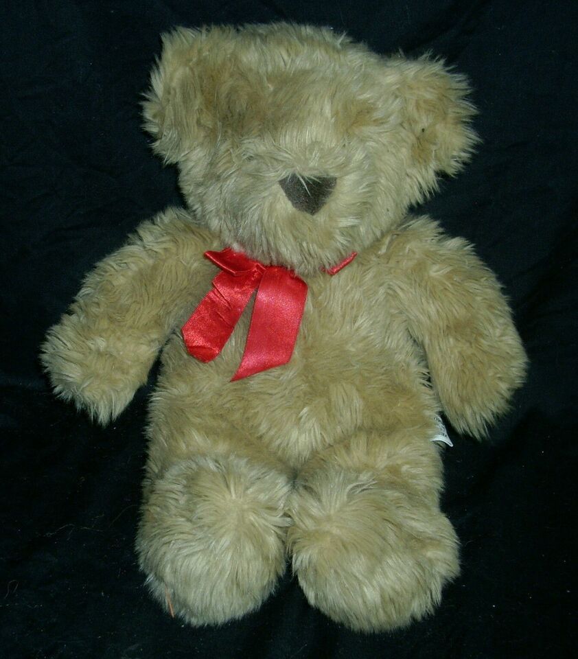14" VINTAGE CONCORD CREATIONS 1994 BROWN TEDDY BEAR STUFFED ANIMAL PLUSH TOY BOW - £20.95 GBP