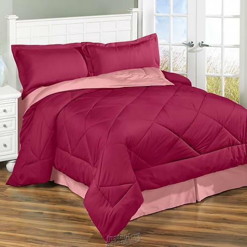 All-Seasons Reversible Comforter Set Berry Blush Full Queen - $28.49