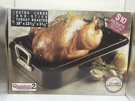 Quantum 2 Non-Stick Turkey Roaster Extra Large 30 lb Capacity 18x13.5x3.5 - £23.88 GBP
