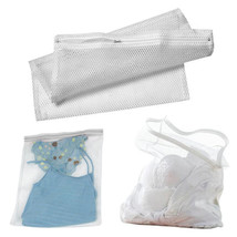 2 Pc White Mesh Laundry Bag 14&quot; X 18&quot; Wash Lingerie Delicates Panties Ho... - £12.67 GBP