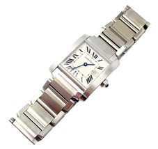Authentic! Cartier Stainless Steel Ladies Tank Francaise Quartz Watch 2465 - £2,704.29 GBP