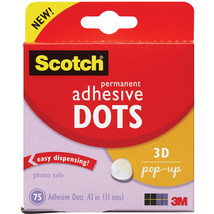 Scotch Permanent Adhesive Dots-3D Pop-Up .43&quot; 75/Pkg - £10.12 GBP