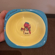 1992 Barney the Purple Dinosaur Vintage Melamine Bowl Barney Loves to Paint - $8.92