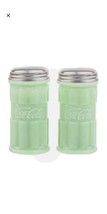 TableCraft Coca-Cola / Coke Jadeite Green Glass Salt &amp; Pepper Shaker Set - £20.98 GBP