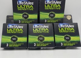 Lot Of 5-Lifestyles Ultra Sensitive Lubricated Condoms - 3 Pack Box Exp ... - $12.86