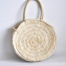 new Simple And Generous No Decorative Plain Color Round Woven Bag Popular Straw  - £40.43 GBP