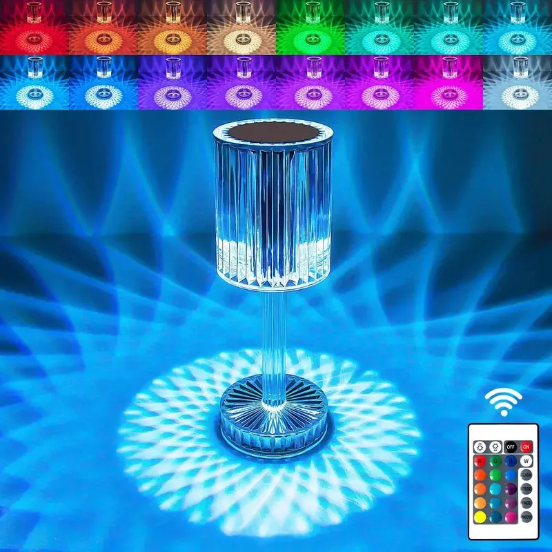 LED Night Light Rechargeable Diamond Acrylic Table Lamp Creative Touch S... - $21.56+