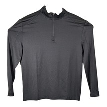 Mens Blank Black 1/4 Zip Pullover Shirt Size L Large Fitness Top - £14.77 GBP
