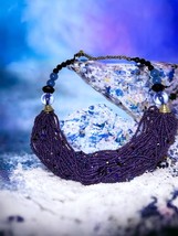 Beautiful vintage seed beaded blue necklace - £13.18 GBP
