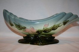 HULL POTTERY Blue Green Pink Woodland 14&quot; Console Bowl W29 - $65.00