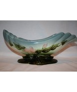 HULL POTTERY Blue Green Pink Woodland 14&quot; Console Bowl W29 - $65.00