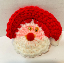 Vintage Handmade Crocheted Christmas Santa Claus Pin Brooch 3.25 x 3 inch - $9.63