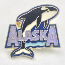 Alaska Killer Whale Orca Metal Enamel Vintage Pin - £7.93 GBP