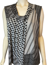 Dana Buchman Women&#39;s Sleeveless Geometric Knit Top Size L Grey/White/Black - £11.45 GBP