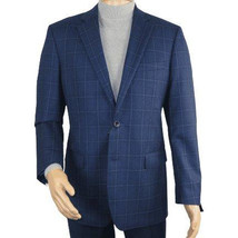 Men's Soft Wool Sport Coat English Plaid Window Pane 556-4 Navy Blue Renoir image 2