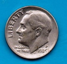 1985 P Roosevelt Dime - Circulated - Moderate Wear About VF - $4.99
