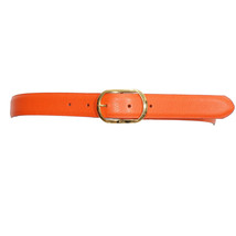 RALPH LAUREN Mandarin Orange Pebbled Leather Oval Buckle Logo Belt S - £31.69 GBP