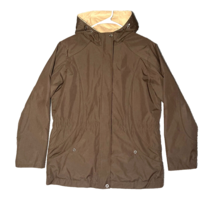 St Johns Bay Jacket Womens Brown Medium Reversible Hooded Raincoat Windb... - £19.17 GBP