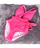 Shein One Piece Swimsuit Belted Plunging Neckline Pink Size 0XL - £9.81 GBP