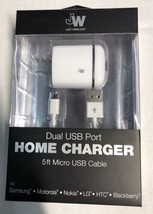NEW Just Wireless Dual USB AC Charger 17W 3.4 Amp w/5-FT Micro USB Cable White - £6.57 GBP