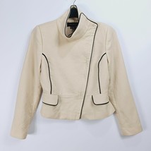 Zara Biker Jacket Wool Cream Size UK 10 - $34.14