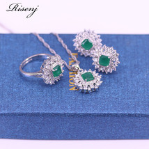 Malay Jade 925 Silver Jewelry Set For Women Stud Earrings Ring Necklace With Bra - £23.68 GBP