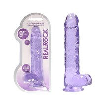 RealRock Crystal Clear Realistic 9 in. Dildo With Balls and Suction Cup ... - £40.96 GBP