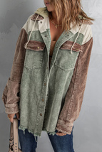 Button Down Hooded Corduroy Jacket - £39.62 GBP