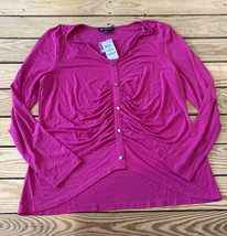 international concepts NWT $54.50 Women’s long sleeve ruche front blouse L D9 - £9.41 GBP