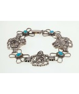 Vintage Shube&#39;s Storyteller turquoise Sterling Silver Bracelet 7.50&quot; - $204.63