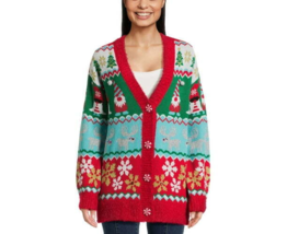 Holiday Time Women&#39;s Ugly Christmas Cardigan, Gnomes Multicolor Size S (4-6) - £22.86 GBP