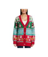 Holiday Time Women's Ugly Christmas Cardigan, Gnomes Multicolor Size S (4-6) - £23.18 GBP