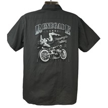 Dickies Motorcycle Mechanic Garage Gray Double Graphic Button Shirt Large Pocket - £59.27 GBP