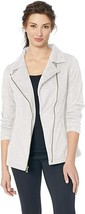 New NWT Prana White Gray Womens M Jacket Zip Pockets Moto Sweater Knit W... - $188.10