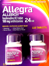 Allegra Allergy 24 Hour Fexofenadine HCI 180mg 110(55x2) Tablets EXP 11/... - $49.09