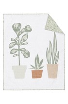 NWT Quilted Baby Blanket In White- Green Plants - £18.59 GBP